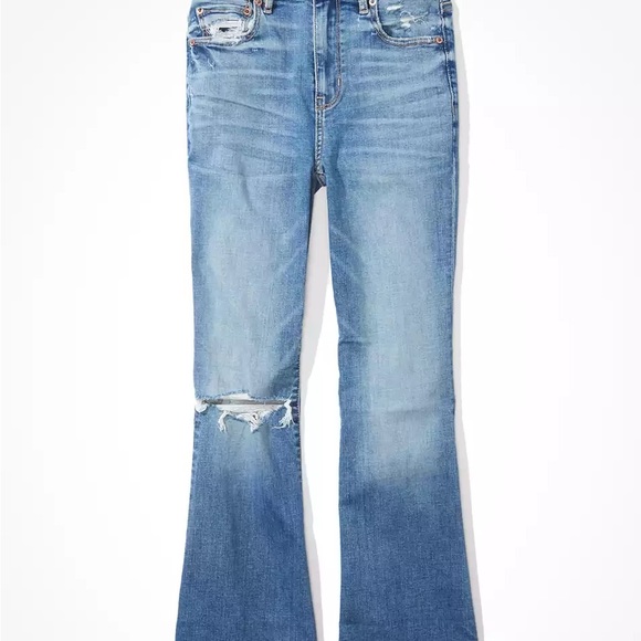 American Eagle Super Hi Rise Flare Jean Size 00 Short - Picture 2 of 6